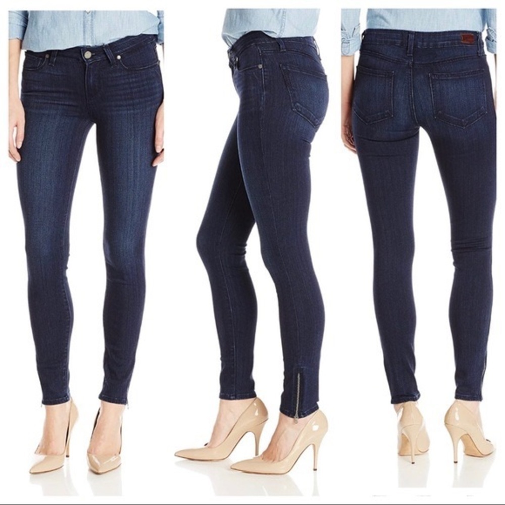 PAIGE Verdugo Ankle Skinny Jeans Zip Ankle Dark Wash Denim Women's Jeans